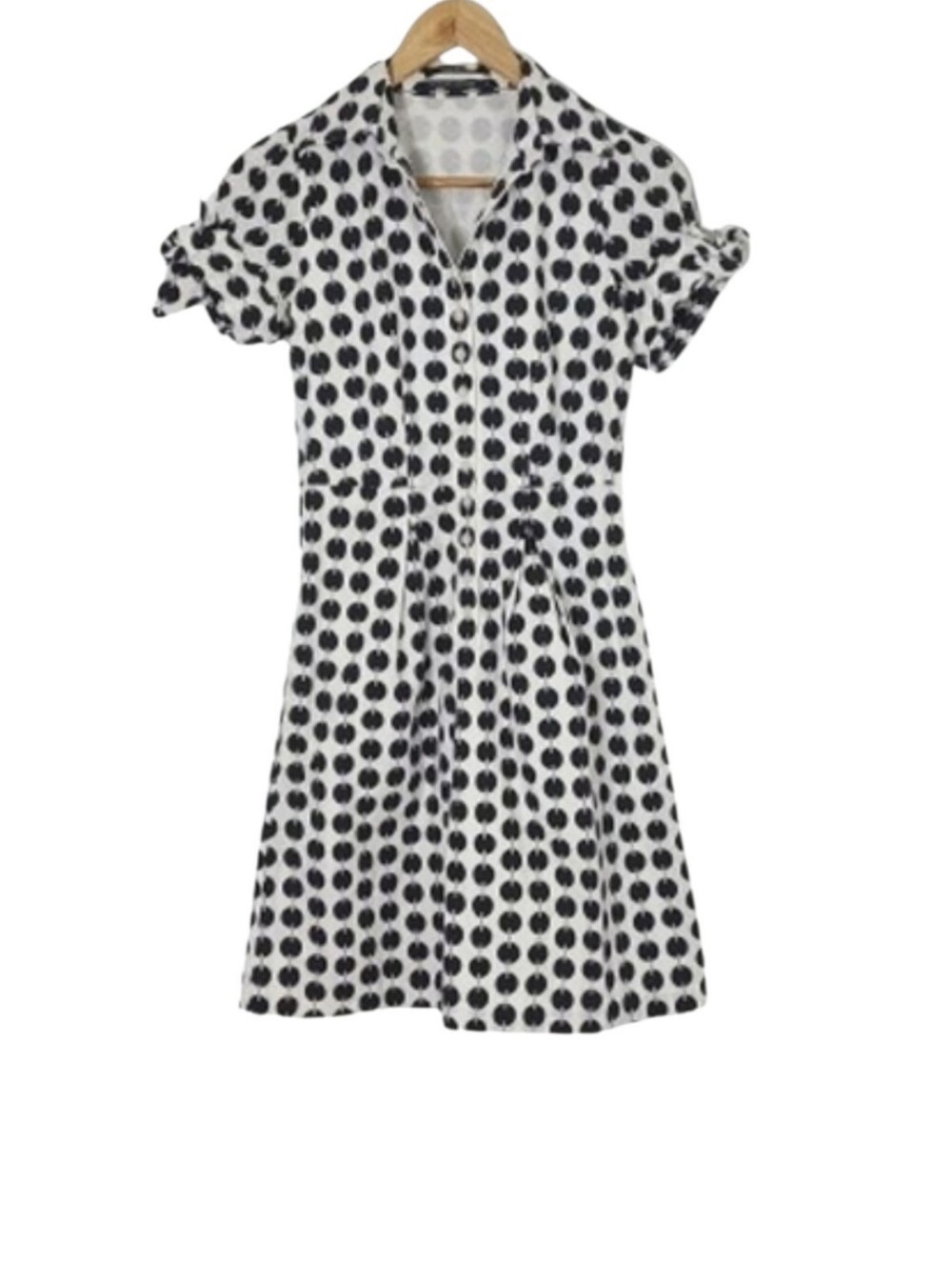 Club Monaco Black & White Pleated Mini Shirt Dress Women's Size 0 - Picture 2 of 13